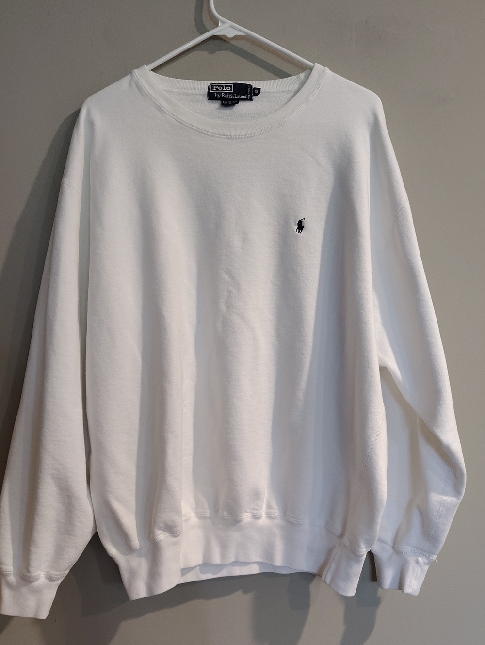 Vintage Polo by Ralph Lauren Mens Xlg White Crewneck Sweatshirt